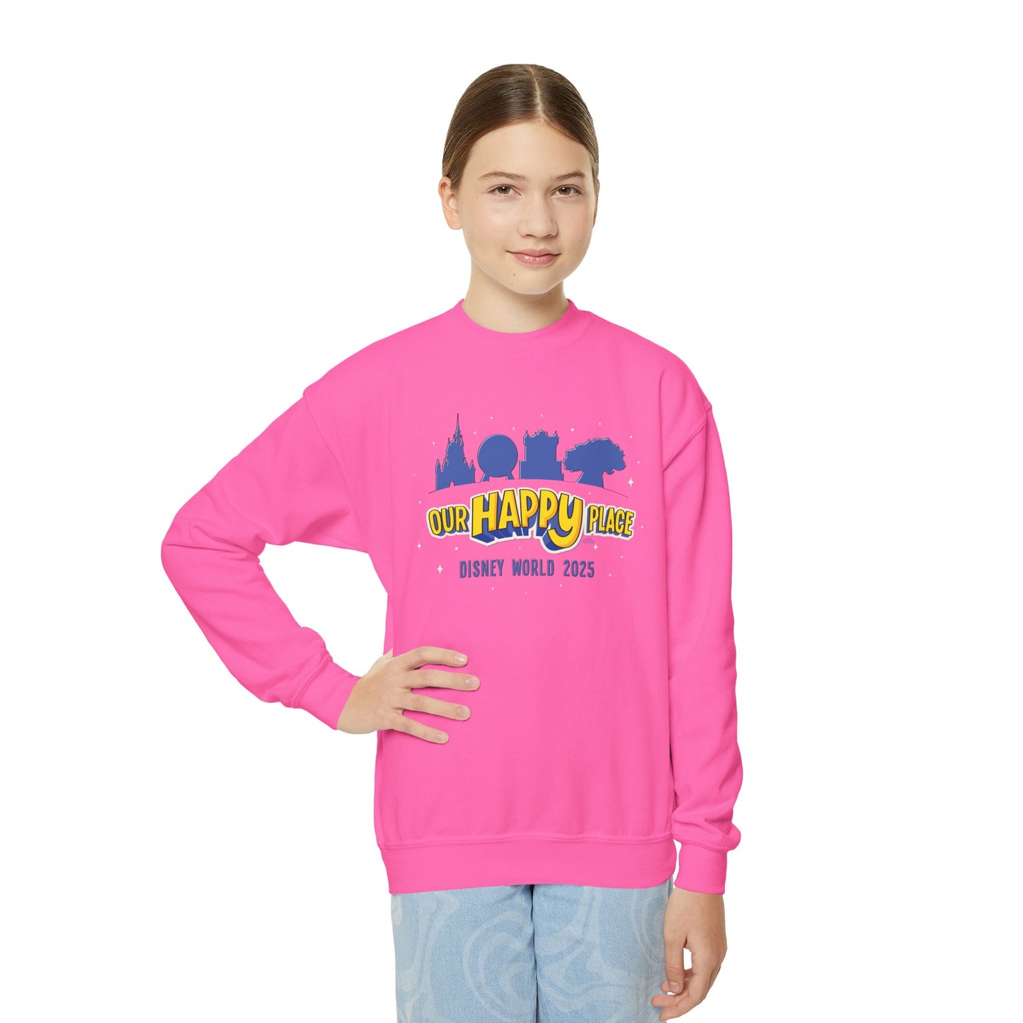 Our Happy Place 2025 - Family Matching  - Youth Crewneck Sweatshirt