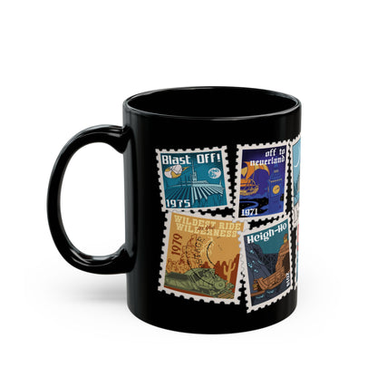 Magic Kingdom Vintage Stamps - Black Mug