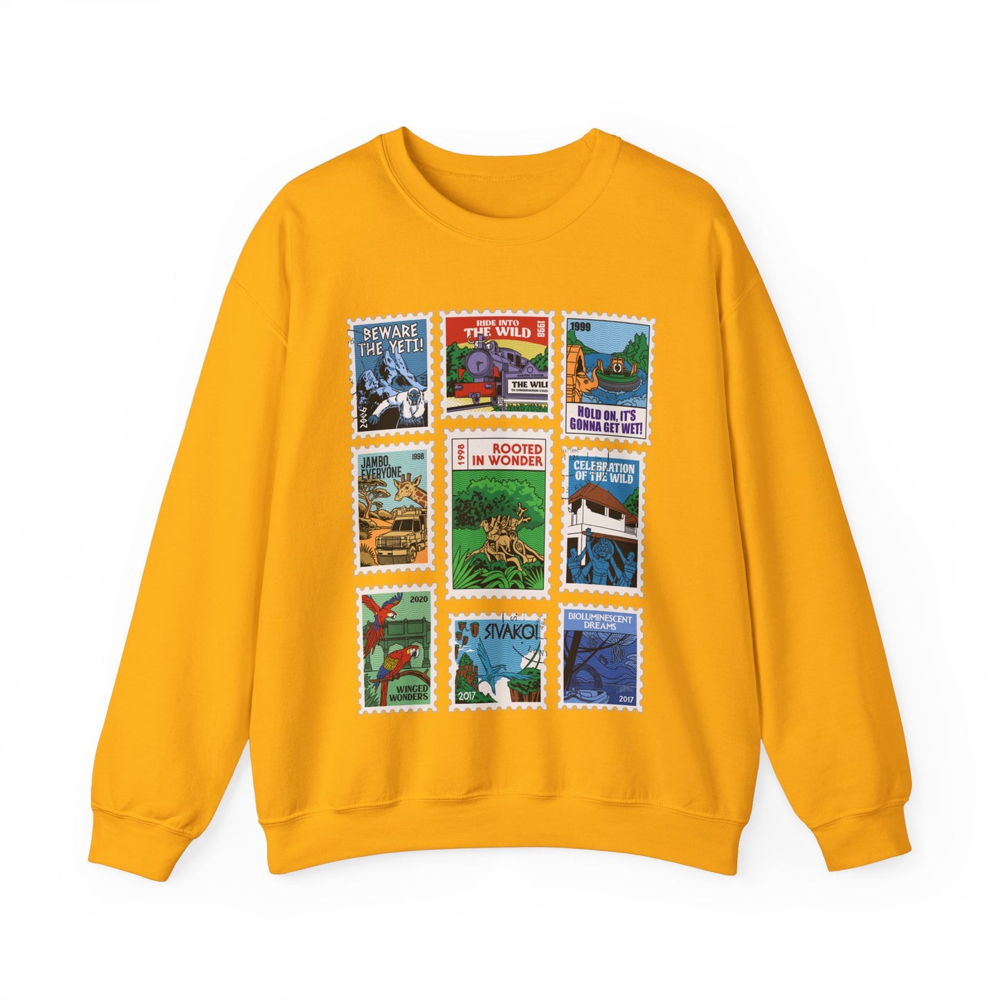 Animal Kingdom Vintage Stamps - Adult Crewneck Sweatshirt