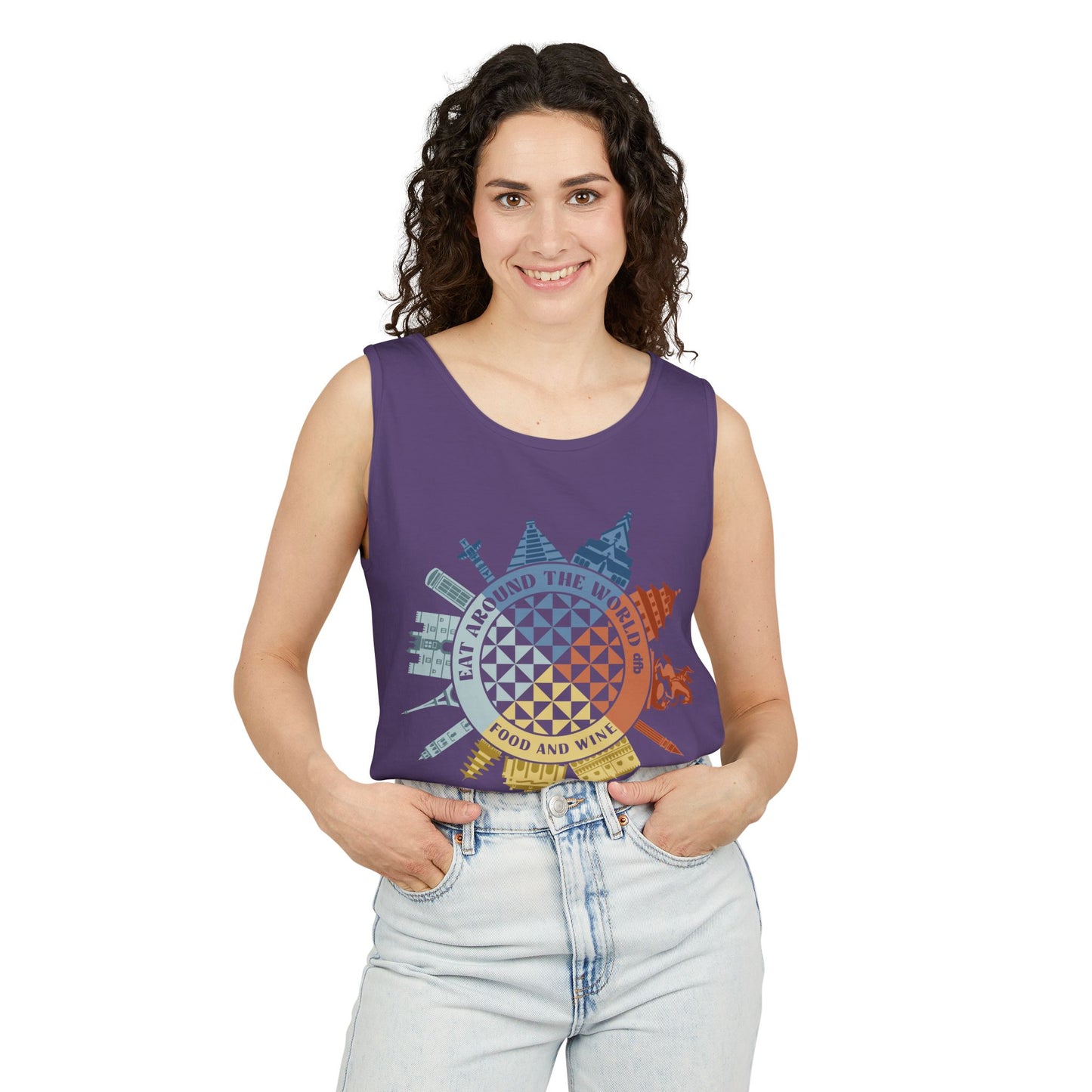 Food & Wine Compass - Unisex Garment-Dyed Tank Top