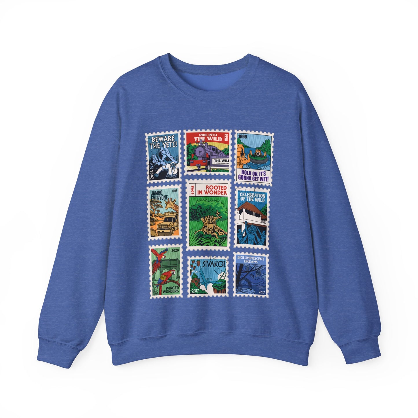 Animal Kingdom Vintage Stamps - Adult Crewneck Sweatshirt