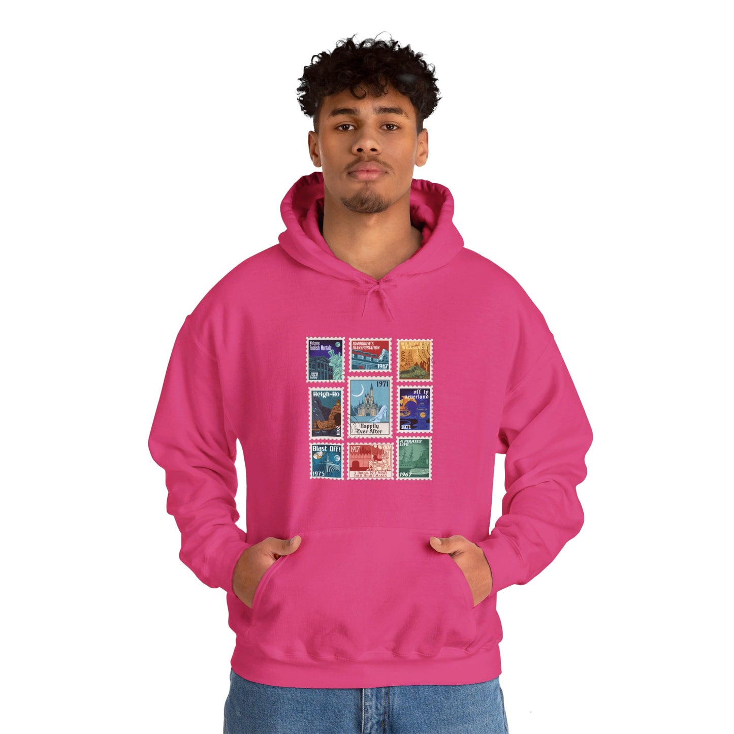 Magic Kingdom Vintage Stamps - Adult Hoodie Sweatshirt