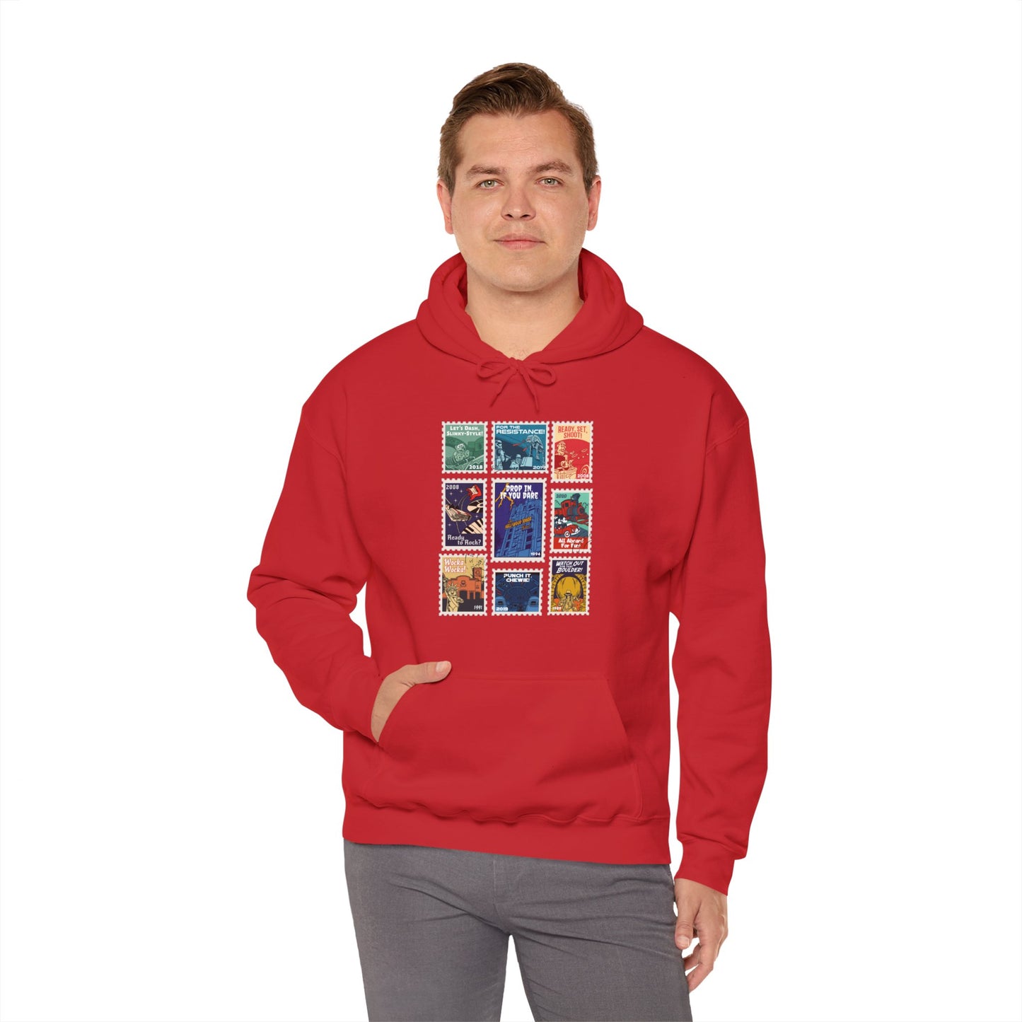 Hollywood Studios Vintage Stamps - Adult Hoodie Sweatshirt