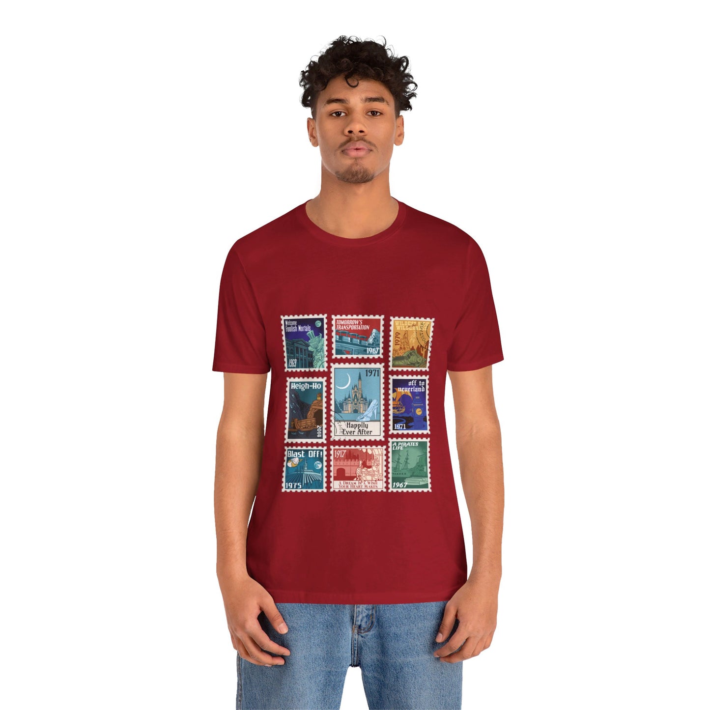 Magic Kingdom Vintage Stamps - Adult Tee Shirt