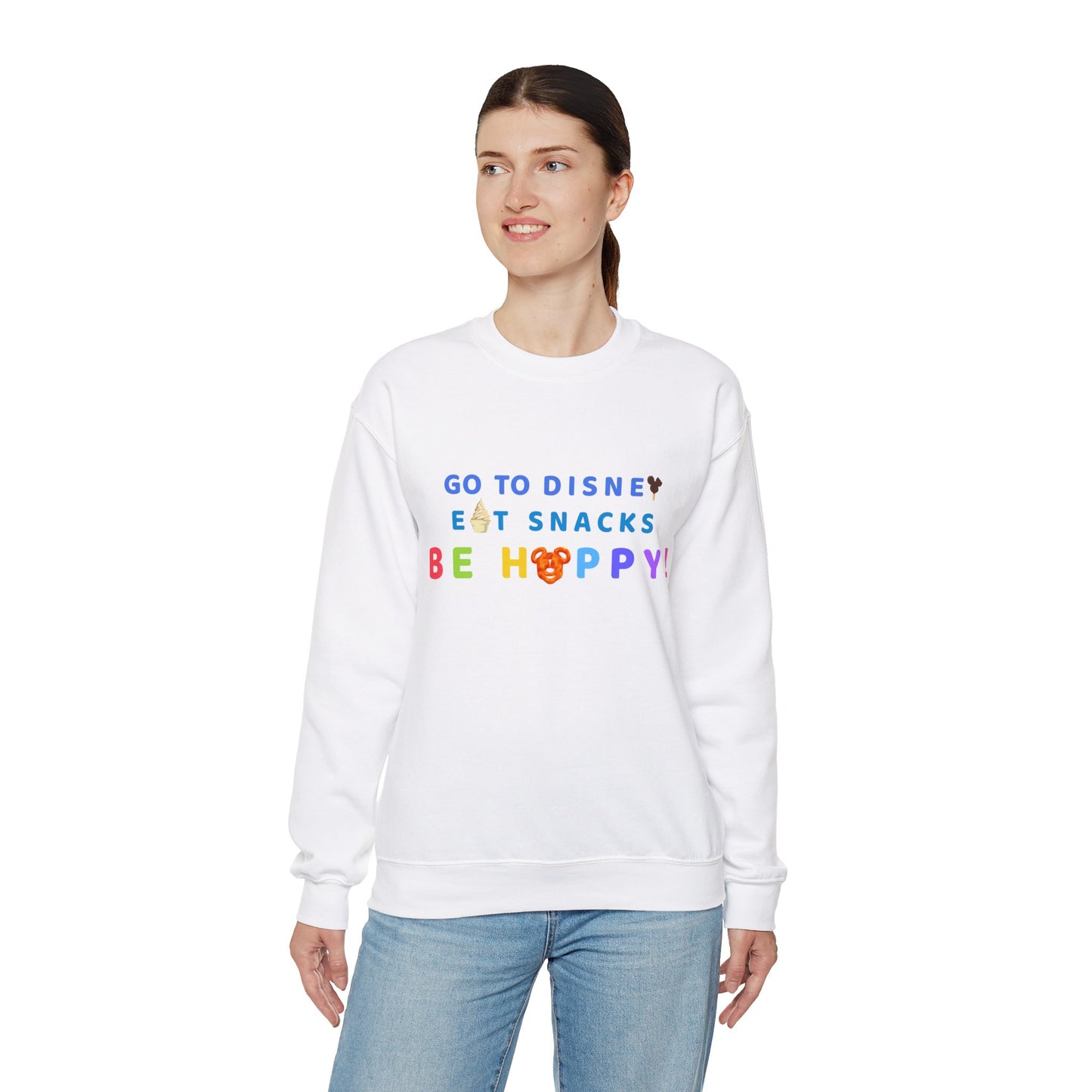 Go to Disney, Eat Snacks, Be Happy - Adult Crewneck Sweatshirt