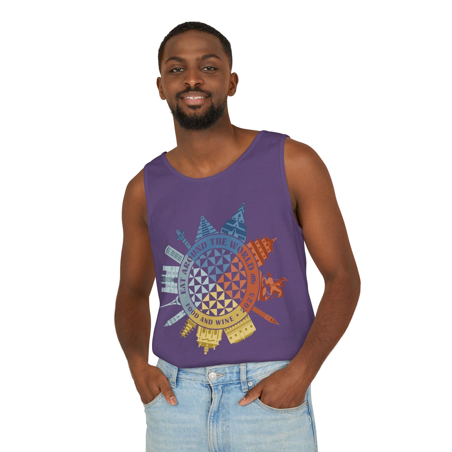 Food & Wine Compass - Unisex Garment-Dyed Tank Top