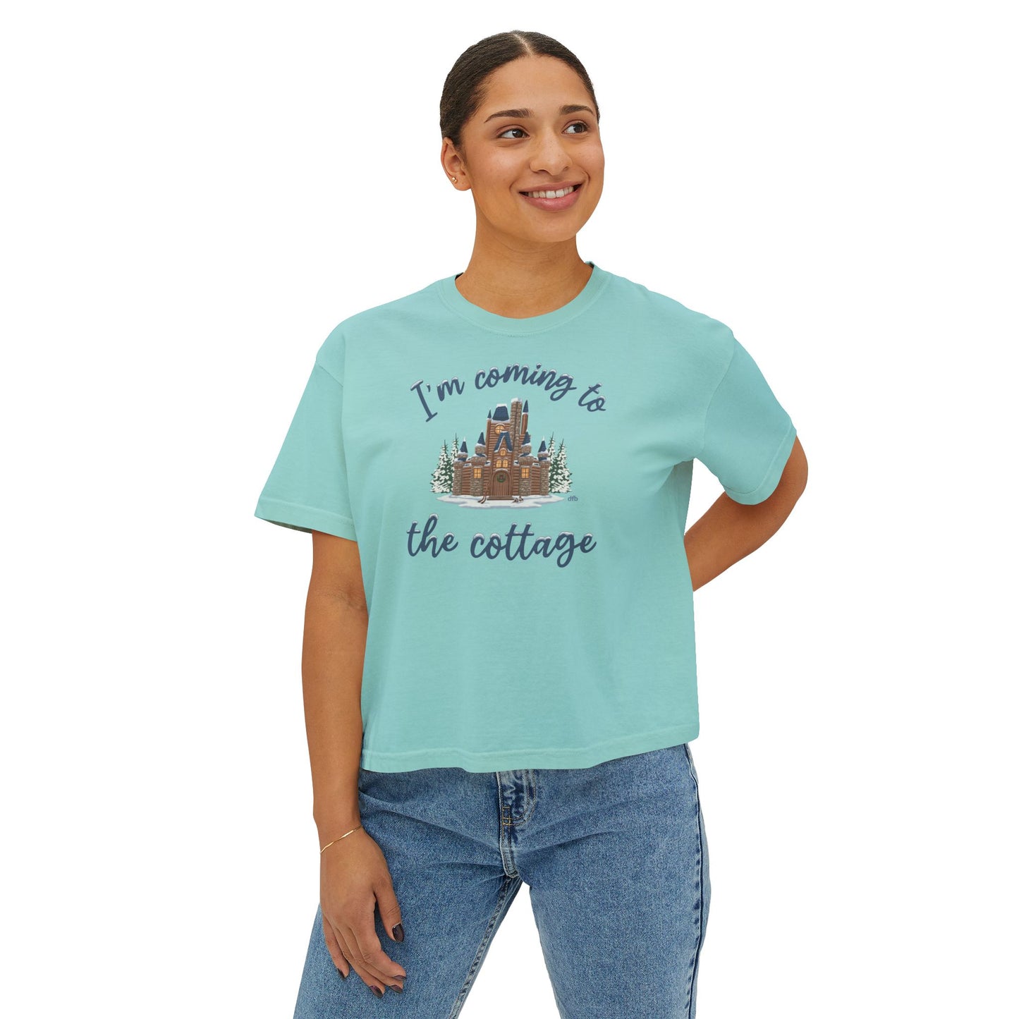 Snowy Cabin Castle, I'm Coming to the Cottage - Women's Boxy Tee