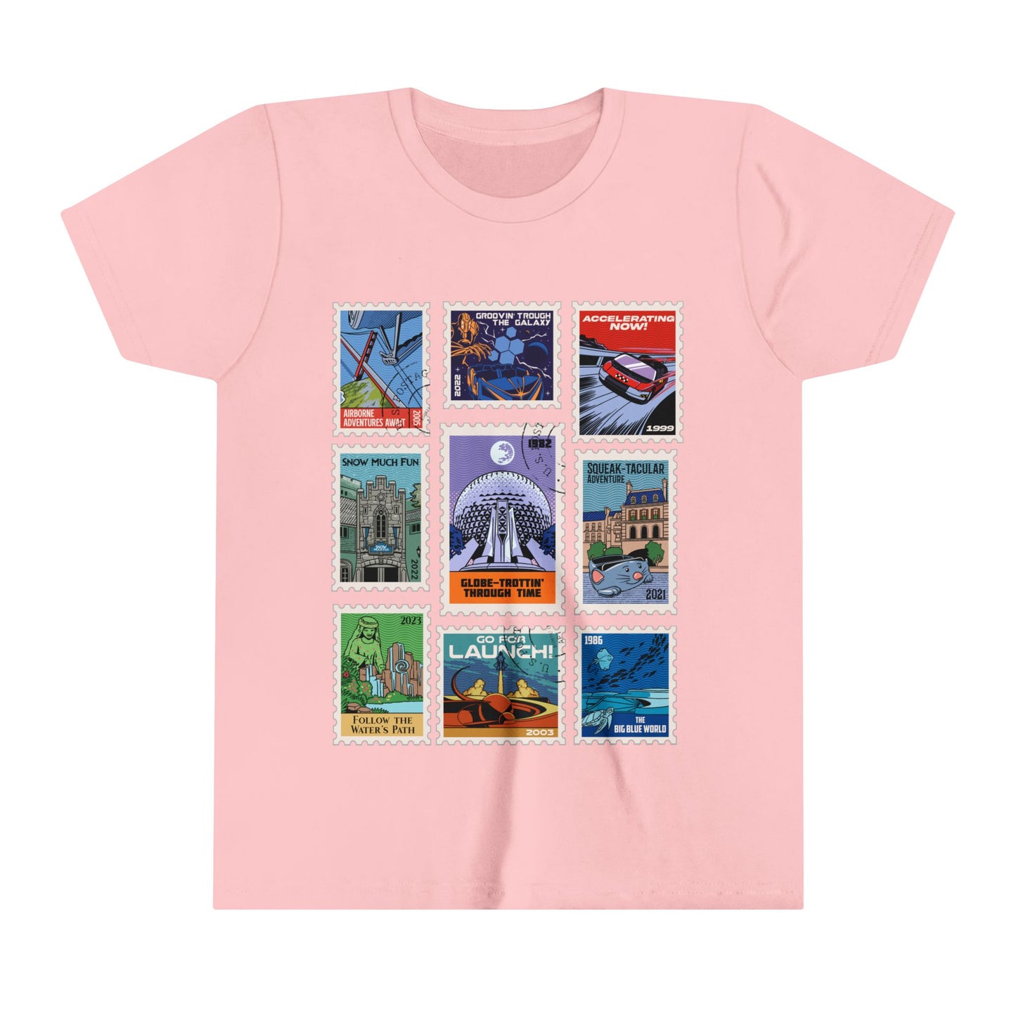 EPCOT Vintage Stamps - Youth Short Sleeve Tee Shirt