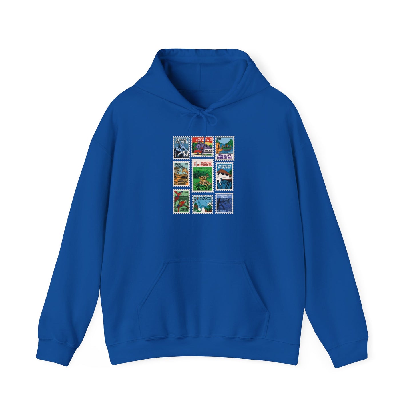 Animal Kingdom Vintage Stamps - Adult Hoodie Sweatshirt