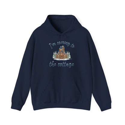 Snowy Cabin Castle, I'm Coming to the Cottage -  Adult Hoodie Sweatshirt