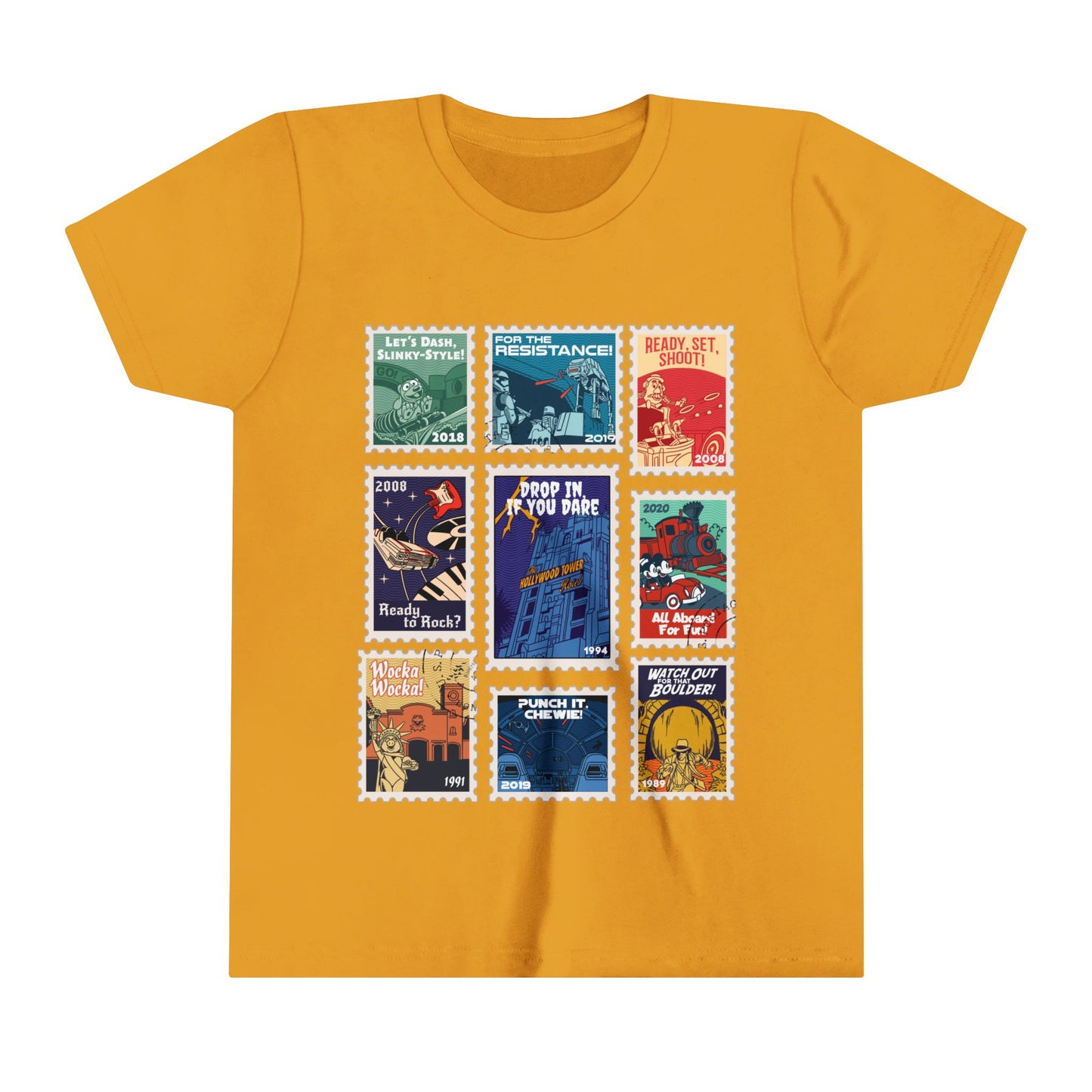 Hollywood Studios Vintage Stamps - Youth Short Sleeve Tee Shirt