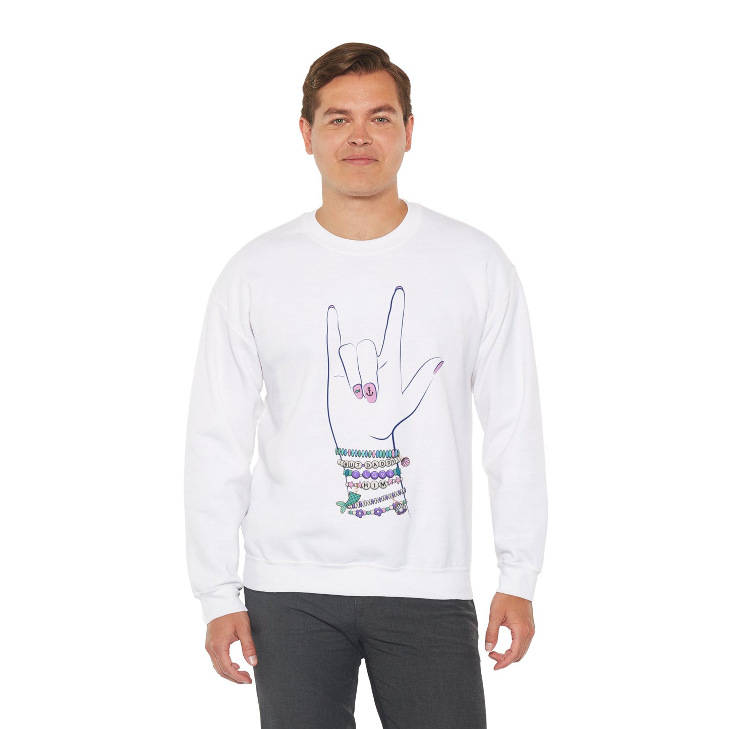 "But Daddy I Love Him!" - Friendship Bracelets - Adult Crewneck Sweatshirt