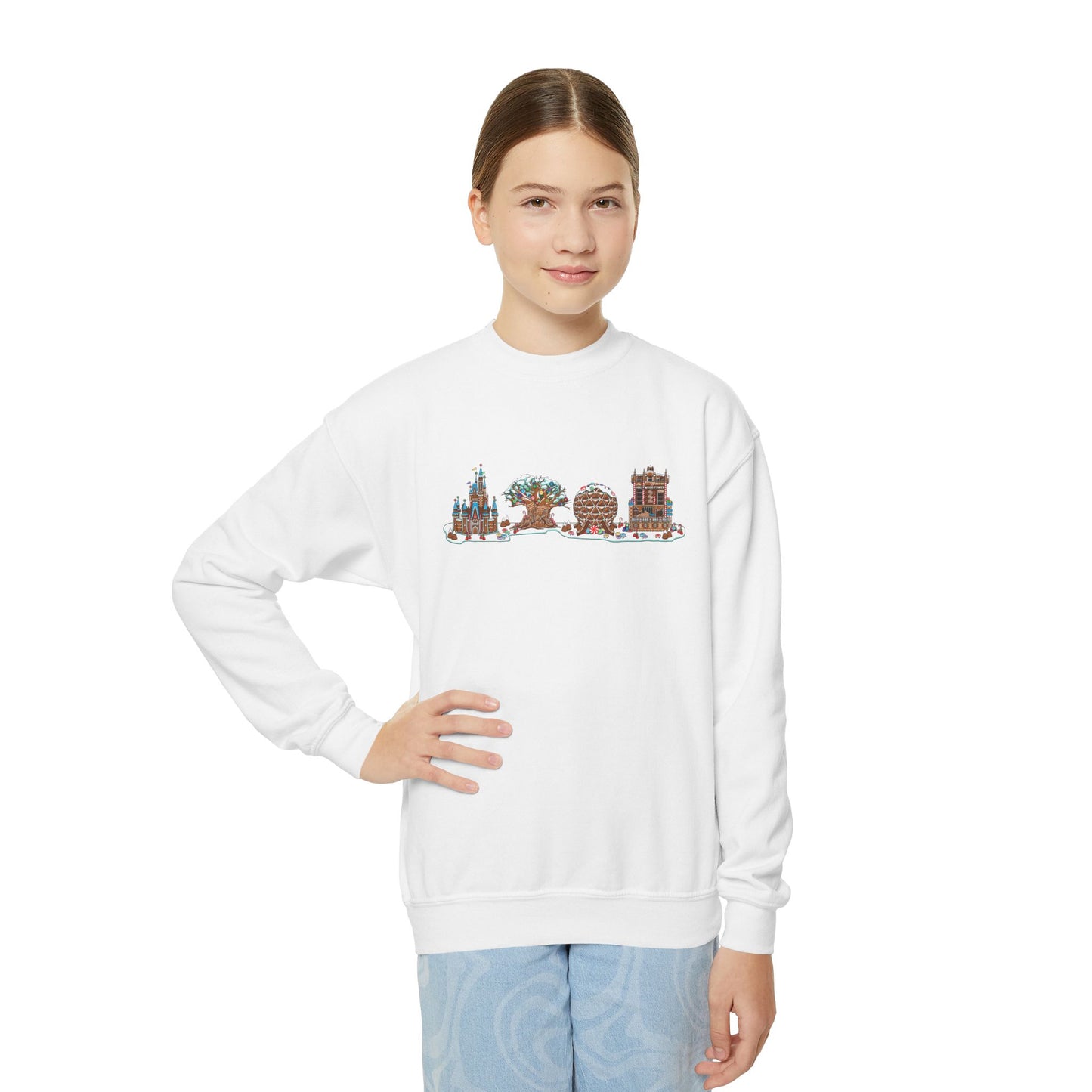 Gingerbread Park Icons - Youth Crewneck Sweatshirt