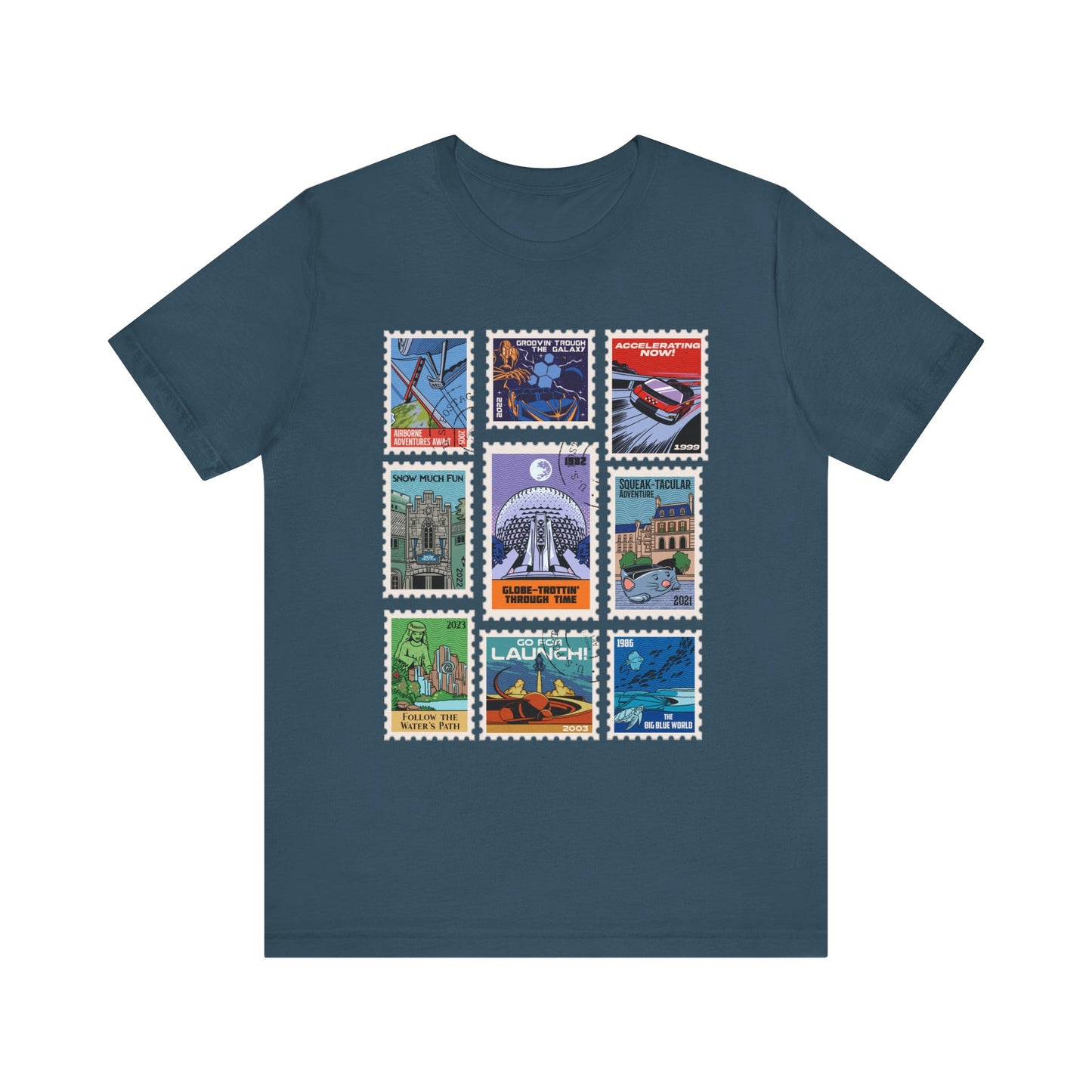 EPCOT Vintage Stamps - Adult Tee Shirt