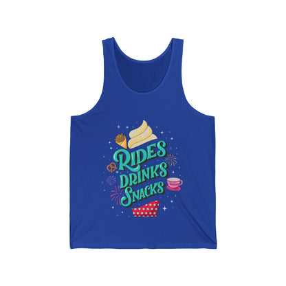 Rides, Drinks, Snacks Unisex Tank Top
