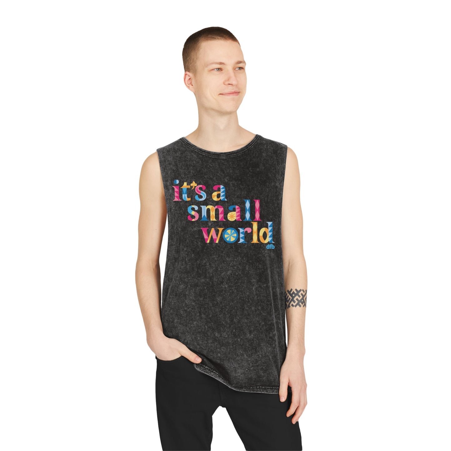 it's a small world - Unisex Stonewash Tank Top
