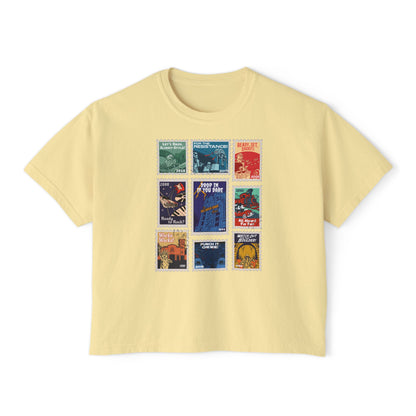 Hollywood Studios Vintage Stamps - Women's Boxy Tee