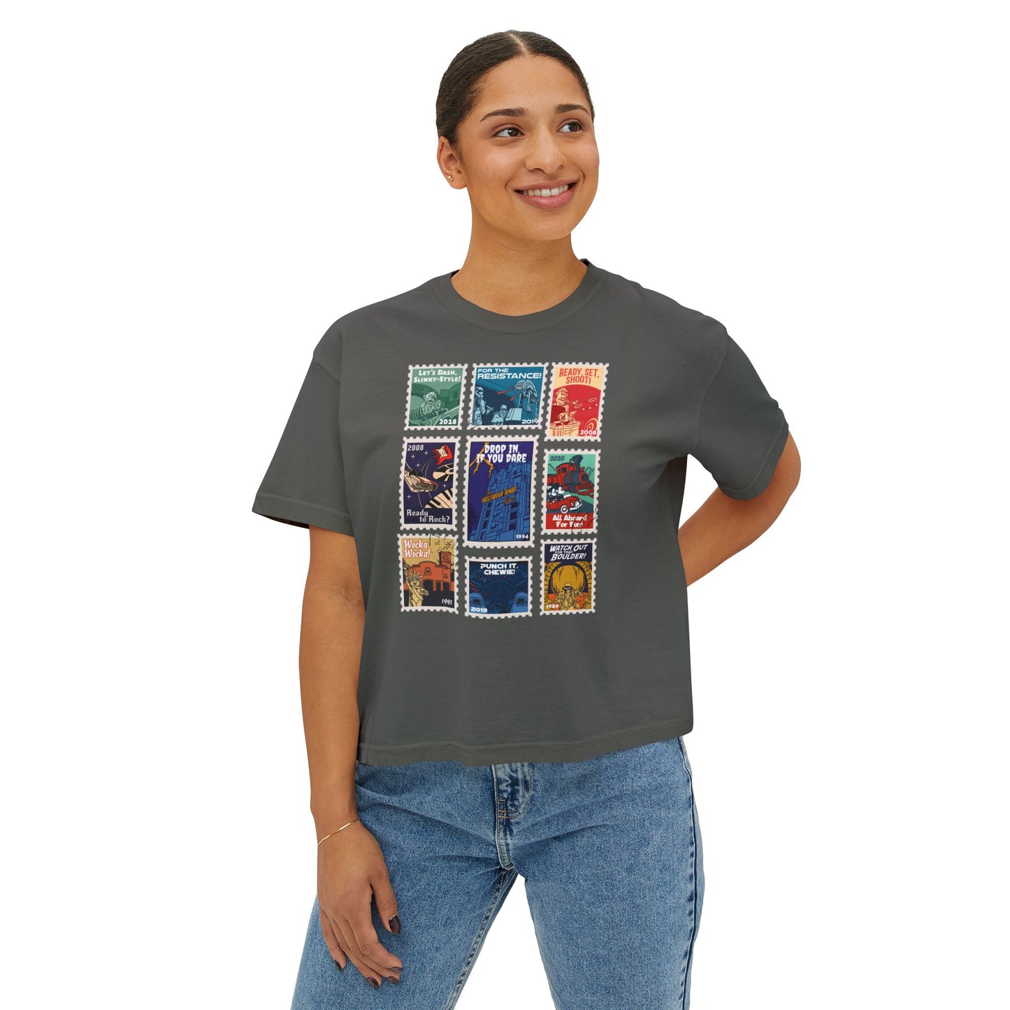 Hollywood Studios Vintage Stamps - Women's Boxy Tee