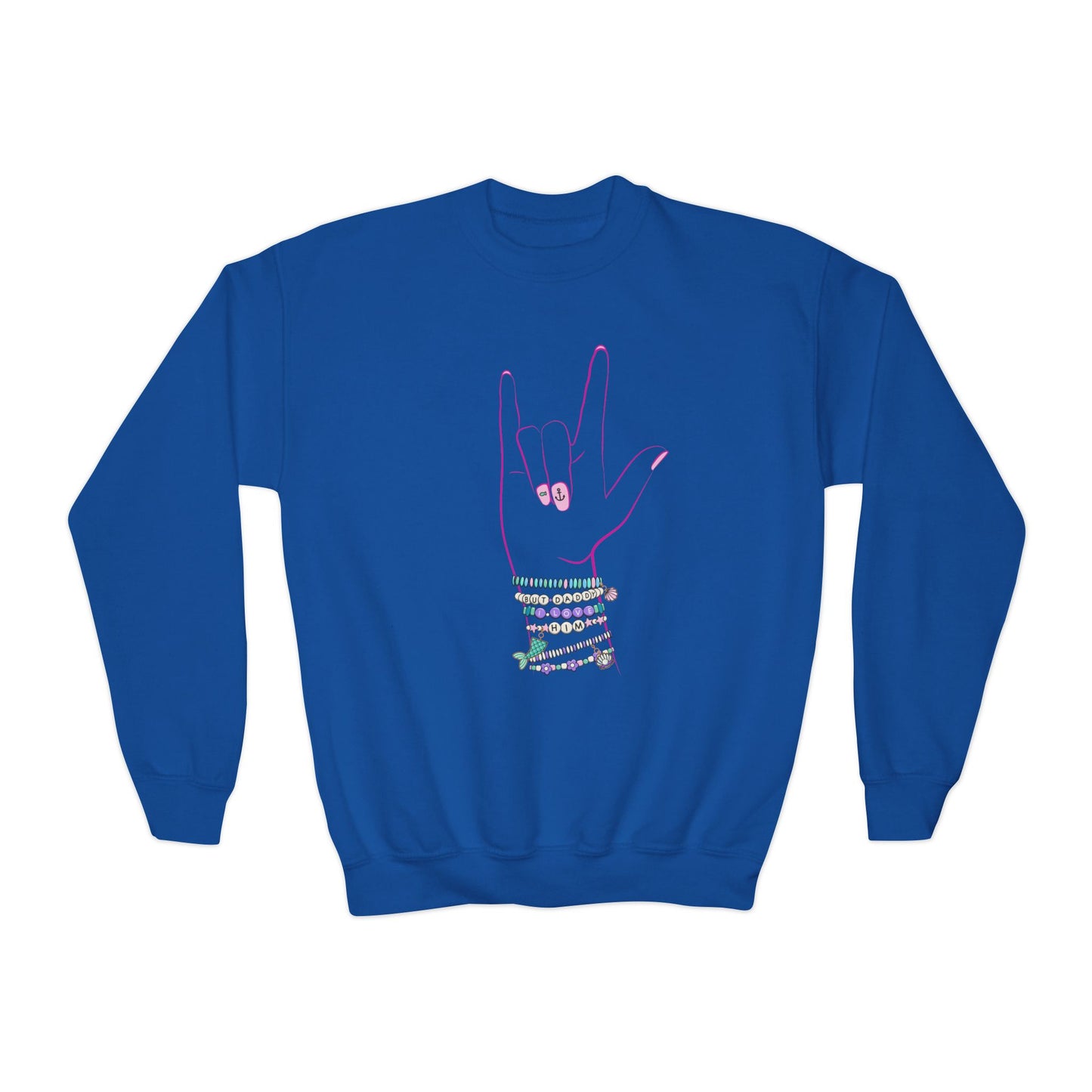 "But Daddy I Love Him!" - Friendship Bracelets - Youth Crewneck Sweatshirt