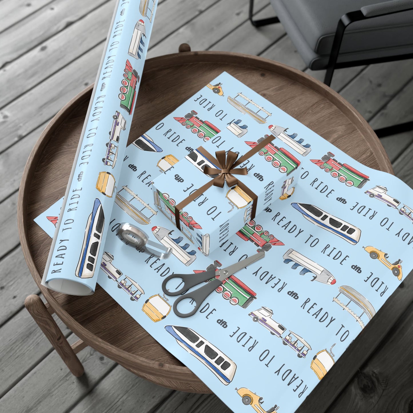 Ready to Ride, Light Blue Background - Gift Wrap Papers