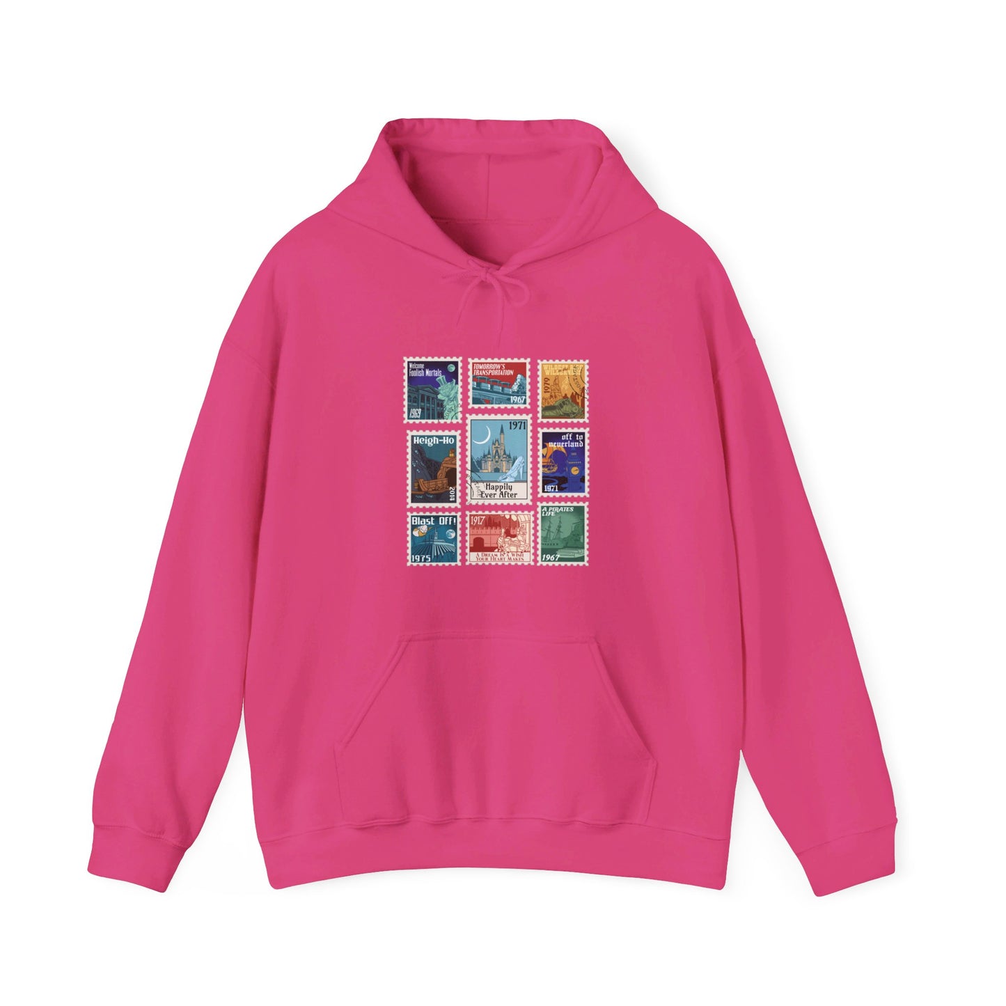 Magic Kingdom Vintage Stamps - Adult Hoodie Sweatshirt