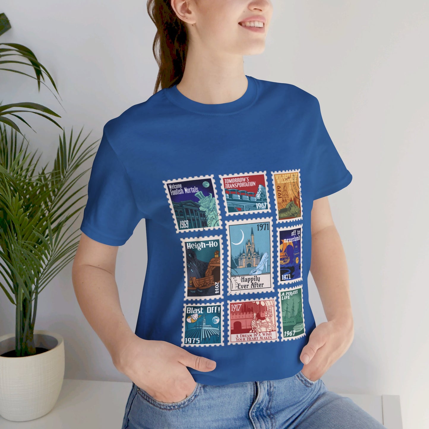 Magic Kingdom Vintage Stamps - Adult Tee Shirt