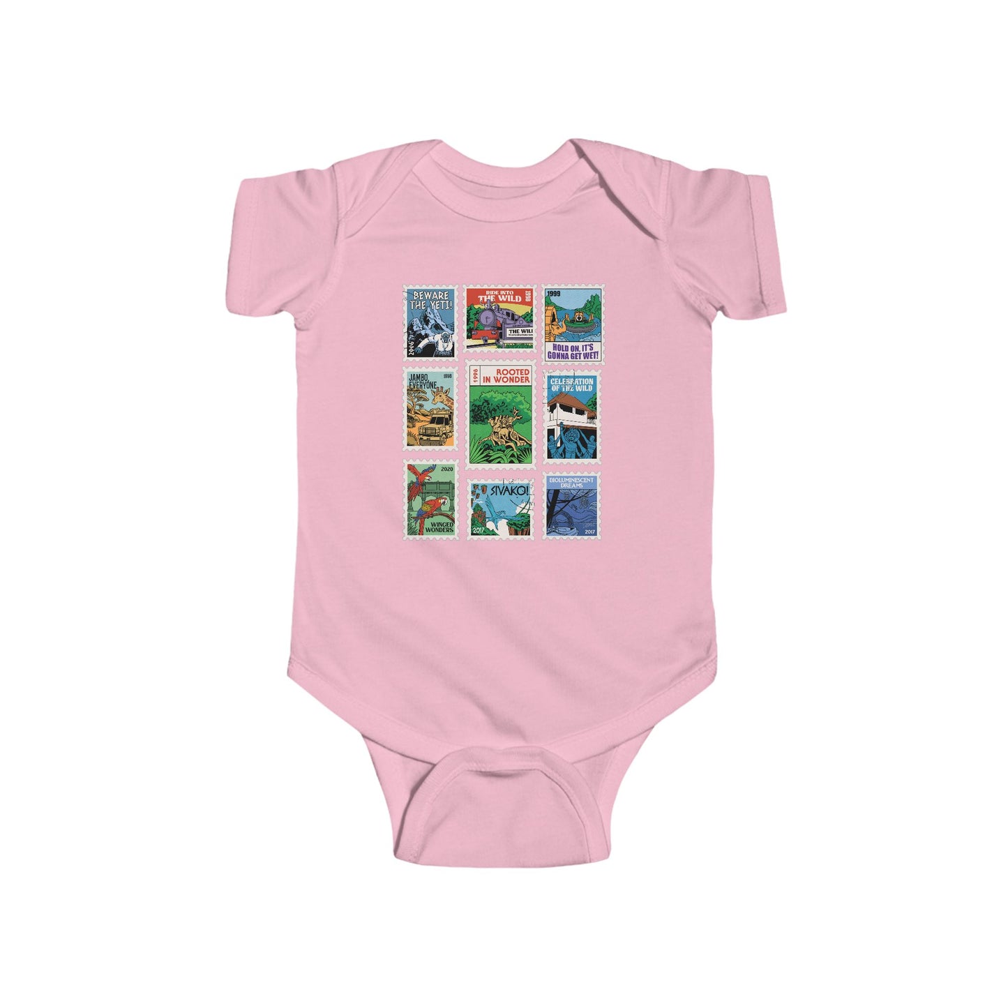 Animal Kingdom Vintage Stamps - Baby Onesie