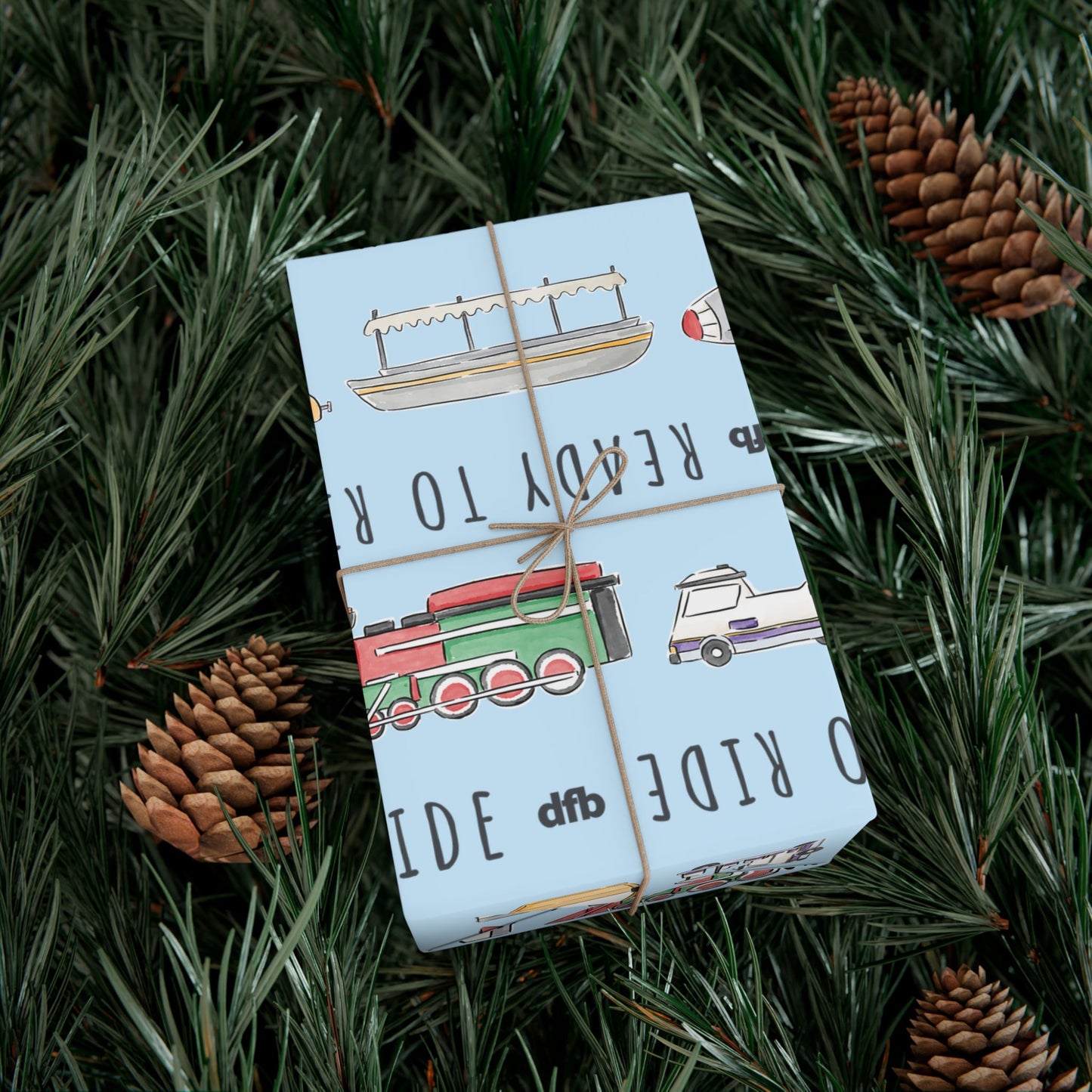 Ready to Ride, Light Blue Background - Gift Wrap Papers