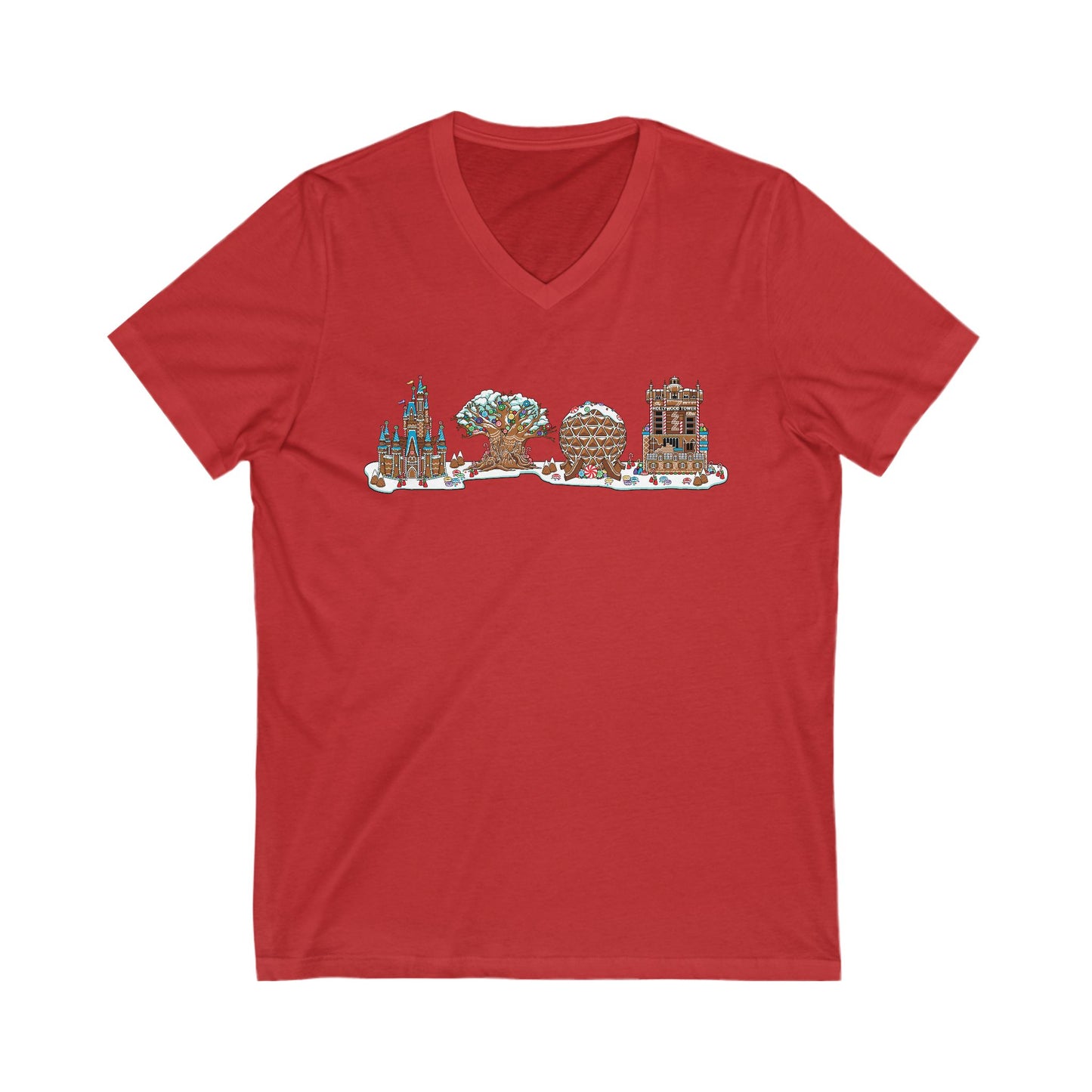 Gingerbread Park Icons - Short Sleeve V-Neck Tee