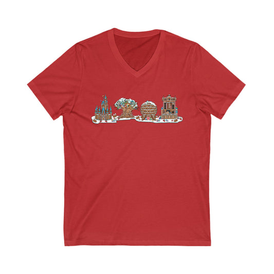 Gingerbread Park Icons - Short Sleeve V-Neck Tee