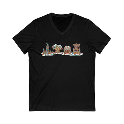 Gingerbread Park Icons - Short Sleeve V-Neck Tee