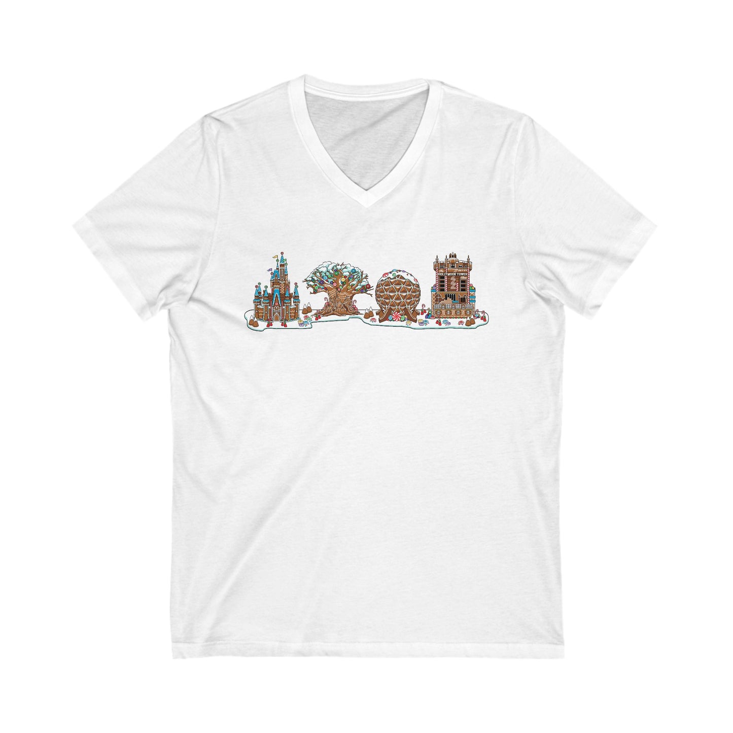 Gingerbread Park Icons - Short Sleeve V-Neck Tee