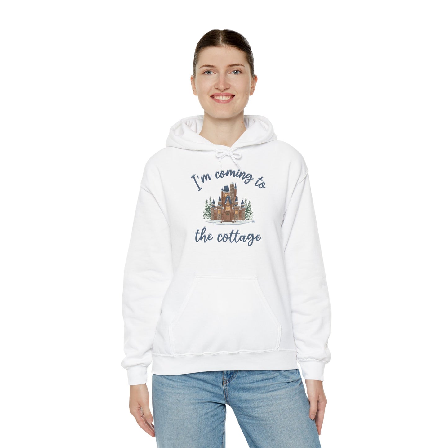 Snowy Cabin Castle, I'm Coming to the Cottage -  Adult Hoodie Sweatshirt