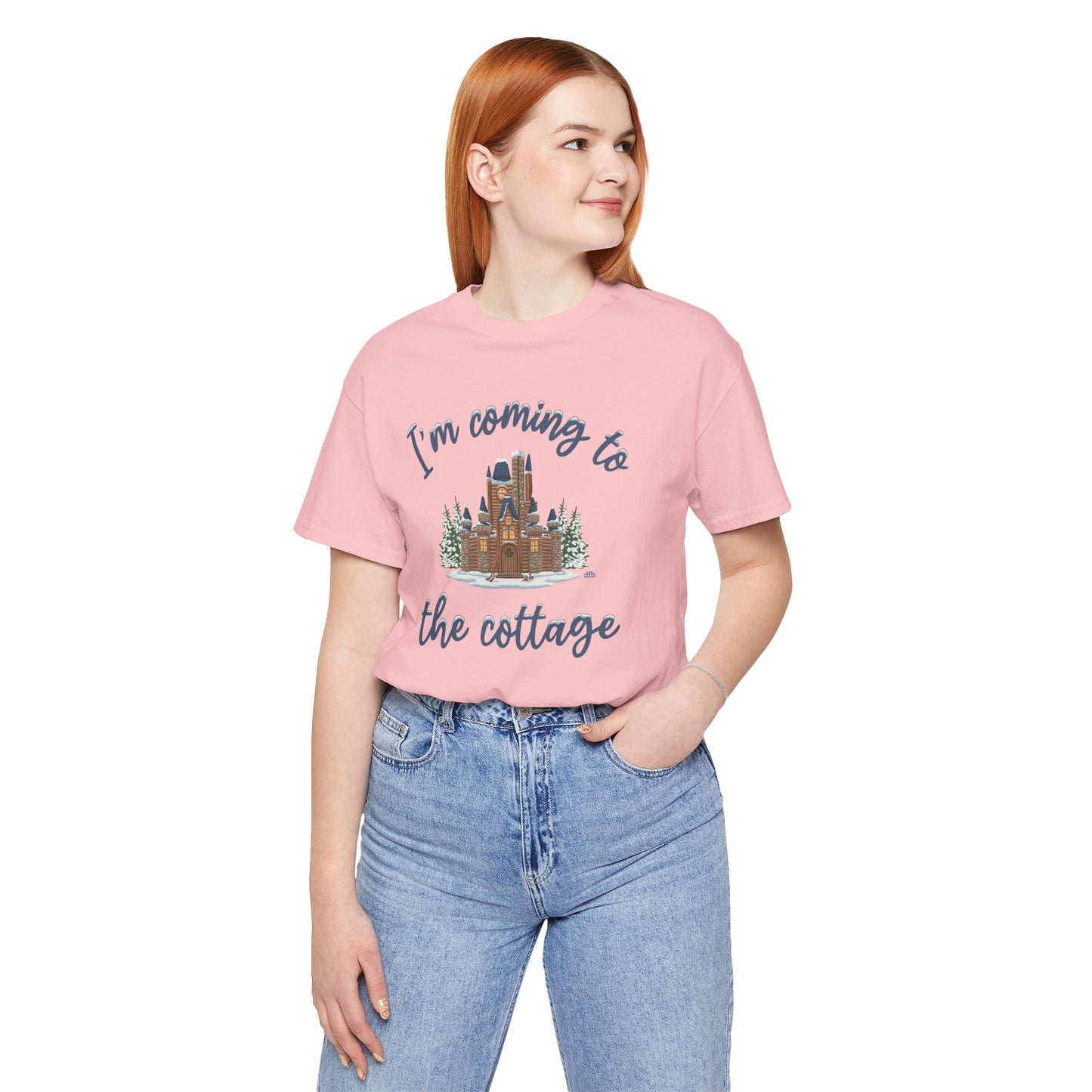 Snowy Cabin Castle, I'm Coming to the Cottage - Adult Tee Shirt