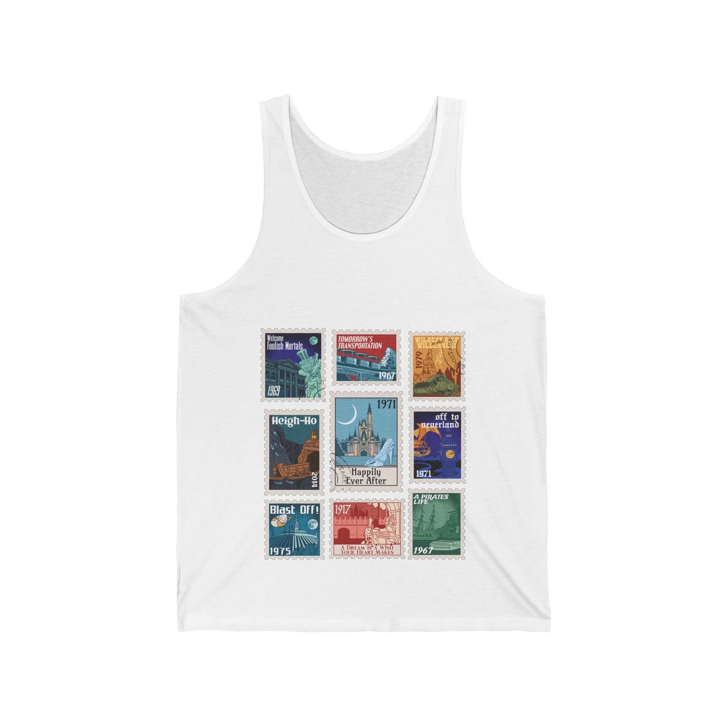 Magic Kingdom Vintage Stamps - Adult Unisex Tank Top