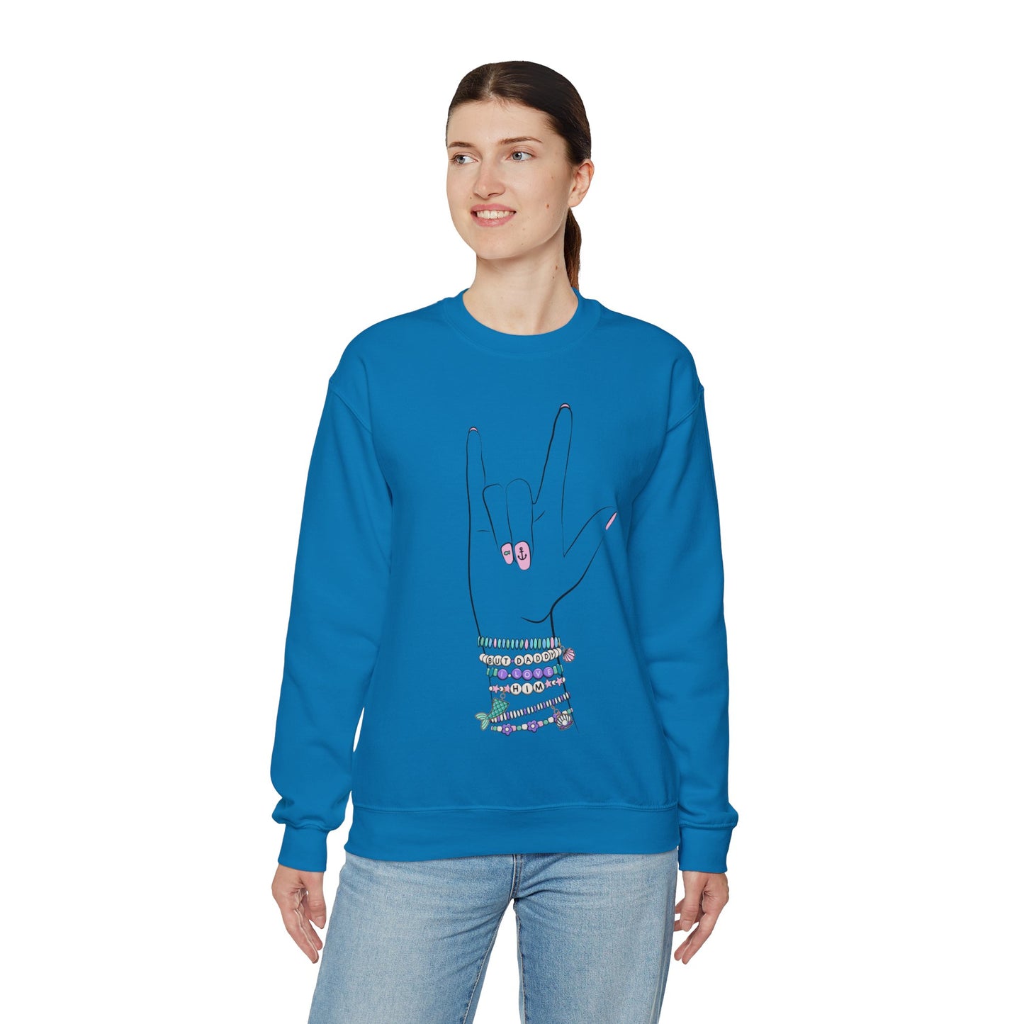 "But Daddy I Love Him!" - Friendship Bracelets - Adult Crewneck Sweatshirt