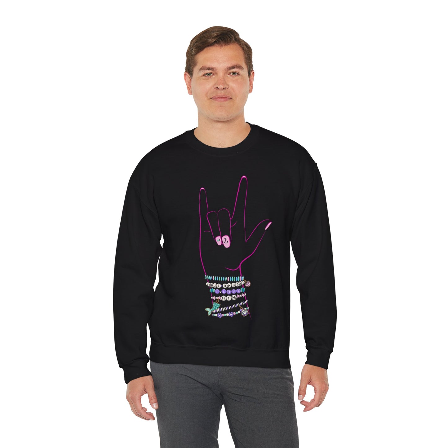 "But Daddy I Love Him!" - Friendship Bracelets - Adult Crewneck Sweatshirt