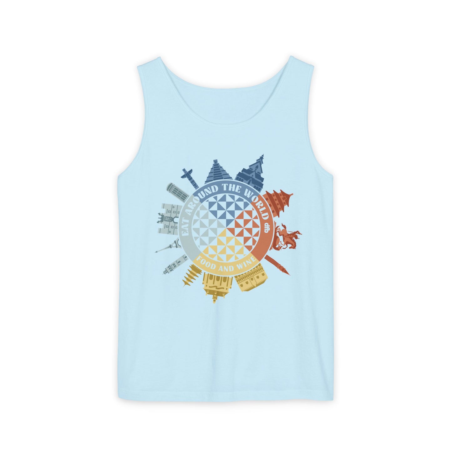 Food & Wine Compass - Unisex Garment-Dyed Tank Top