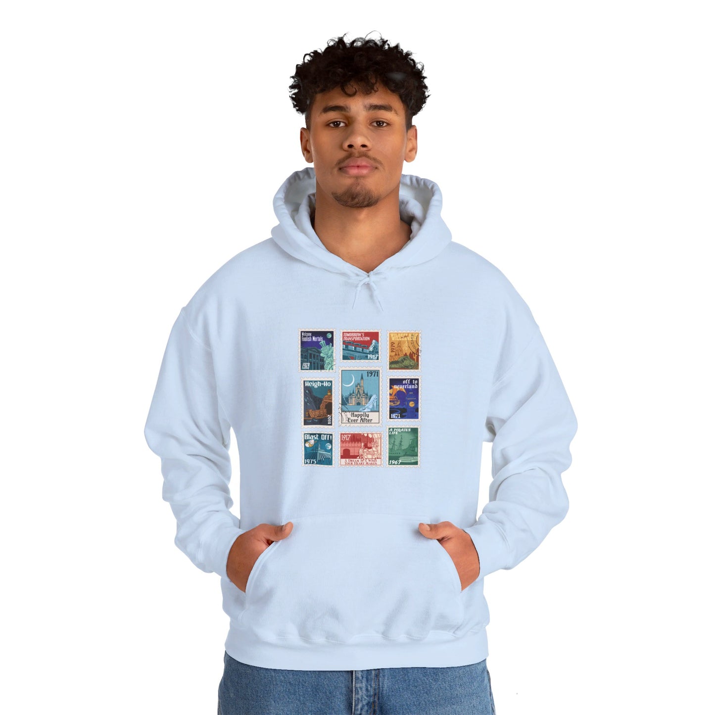 Magic Kingdom Vintage Stamps - Adult Hoodie Sweatshirt