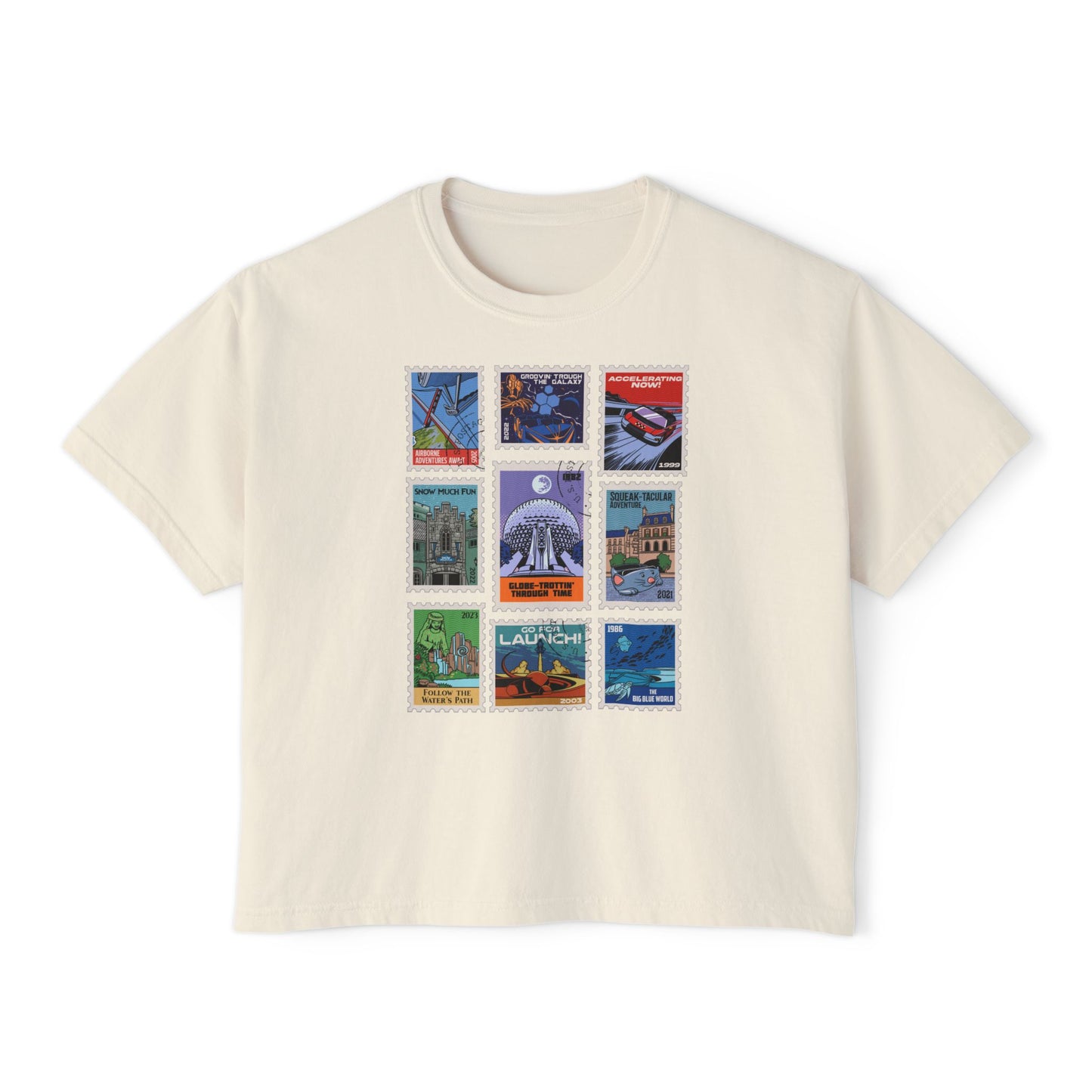 EPCOT Vintage Stamps - Women's Boxy Tee