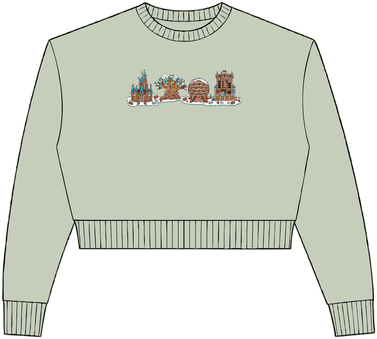Gingerbread Park Icons - Womens Relaxed Crop Crewneck