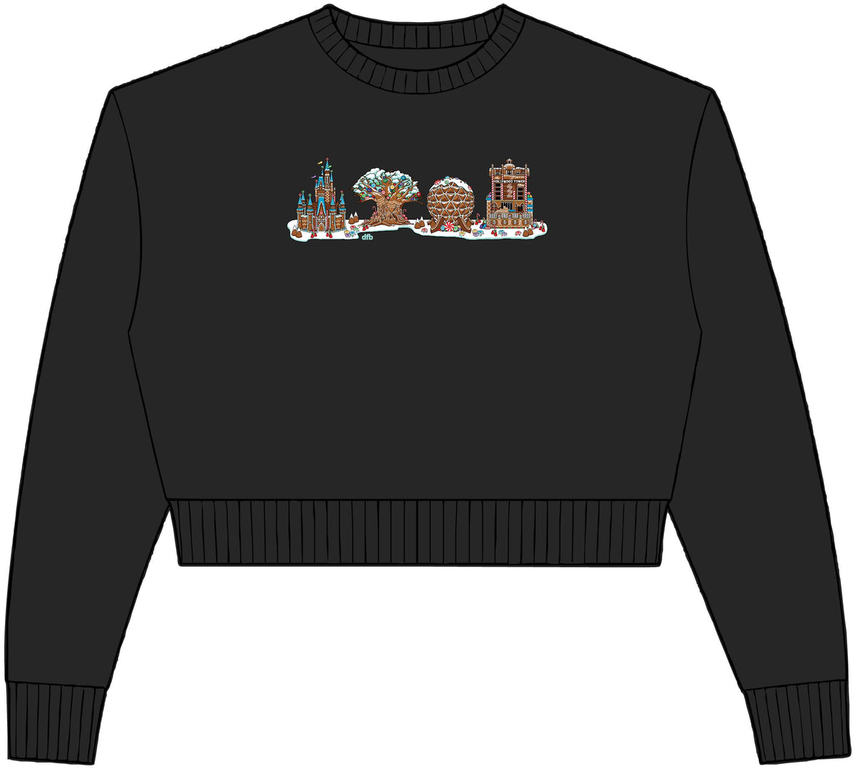 Gingerbread Park Icons - Womens Relaxed Crop Crewneck