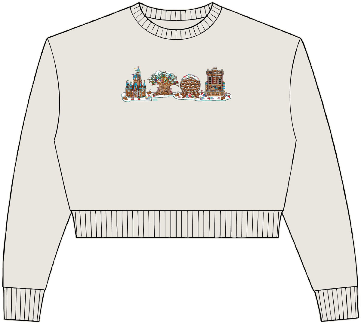 Gingerbread Park Icons - Womens Relaxed Crop Crewneck
