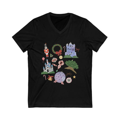 Park Icons Vintage Ornaments - Short Sleeve V-Neck Tee