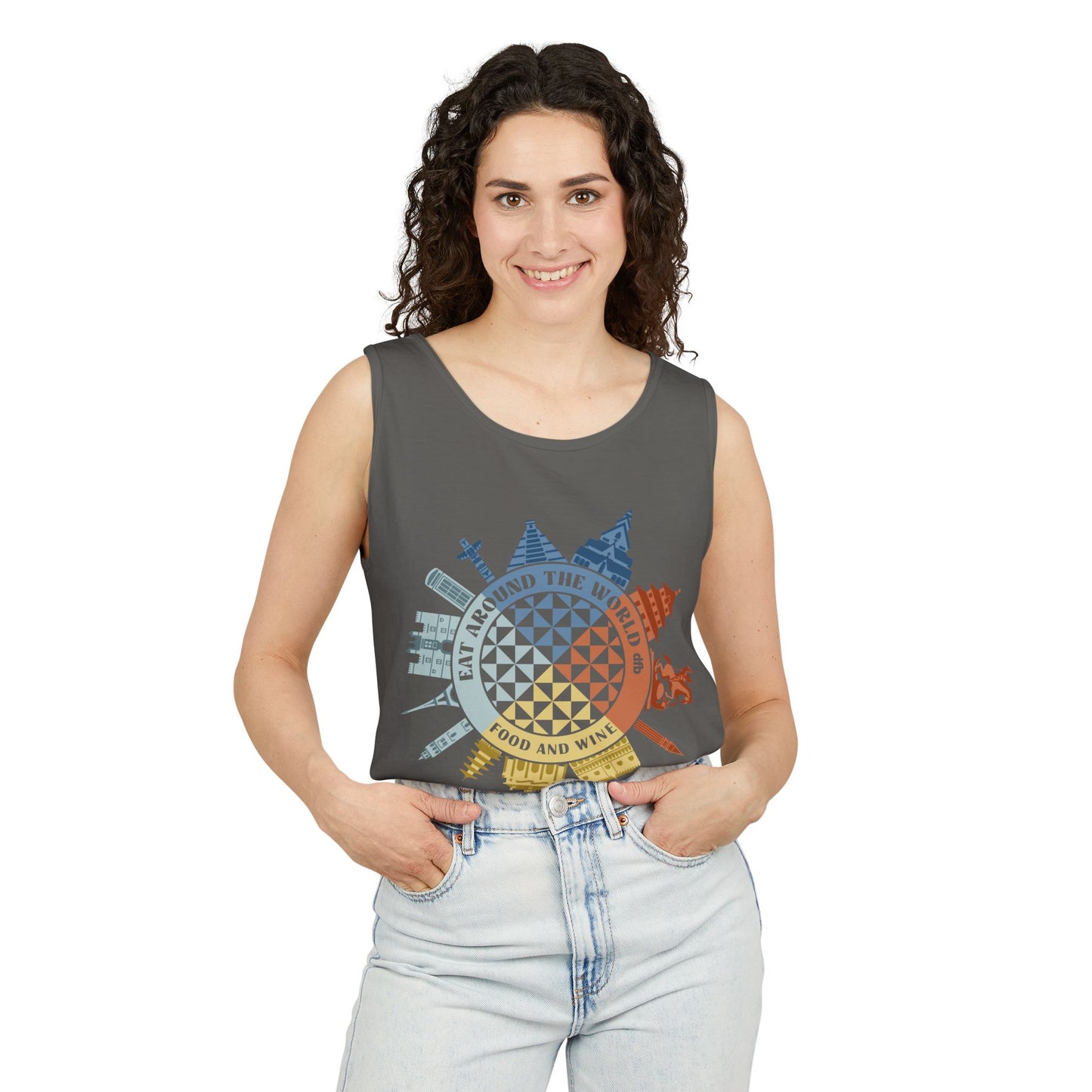 Food & Wine Compass - Unisex Garment-Dyed Tank Top