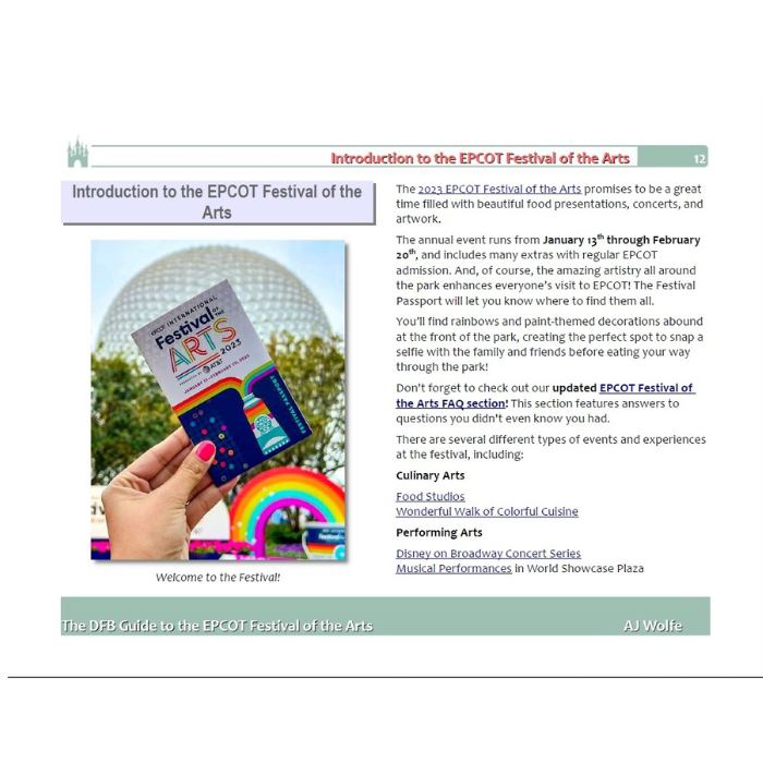 DFB Guide to the EPCOT Festival of the Arts 2025 [PRE ORDER]