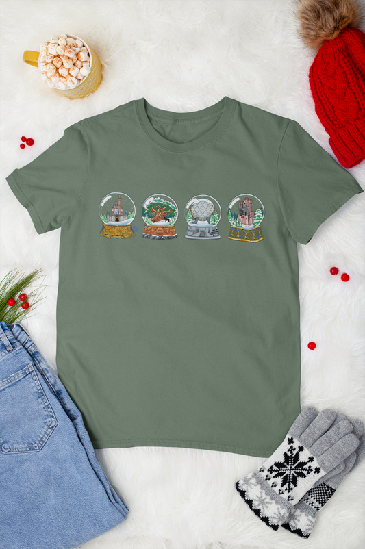 Park Landmarks in Snowglobes - Adult Tshirt