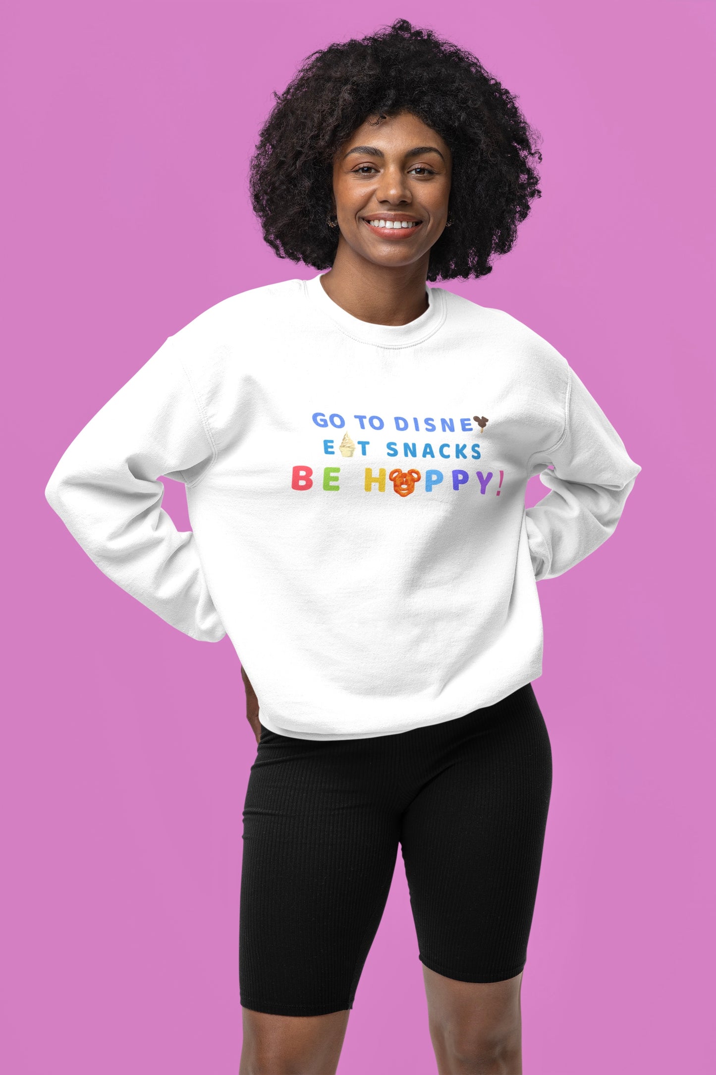 Go to Disney, Eat Snacks, Be Happy - Adult Crewneck Sweatshirt