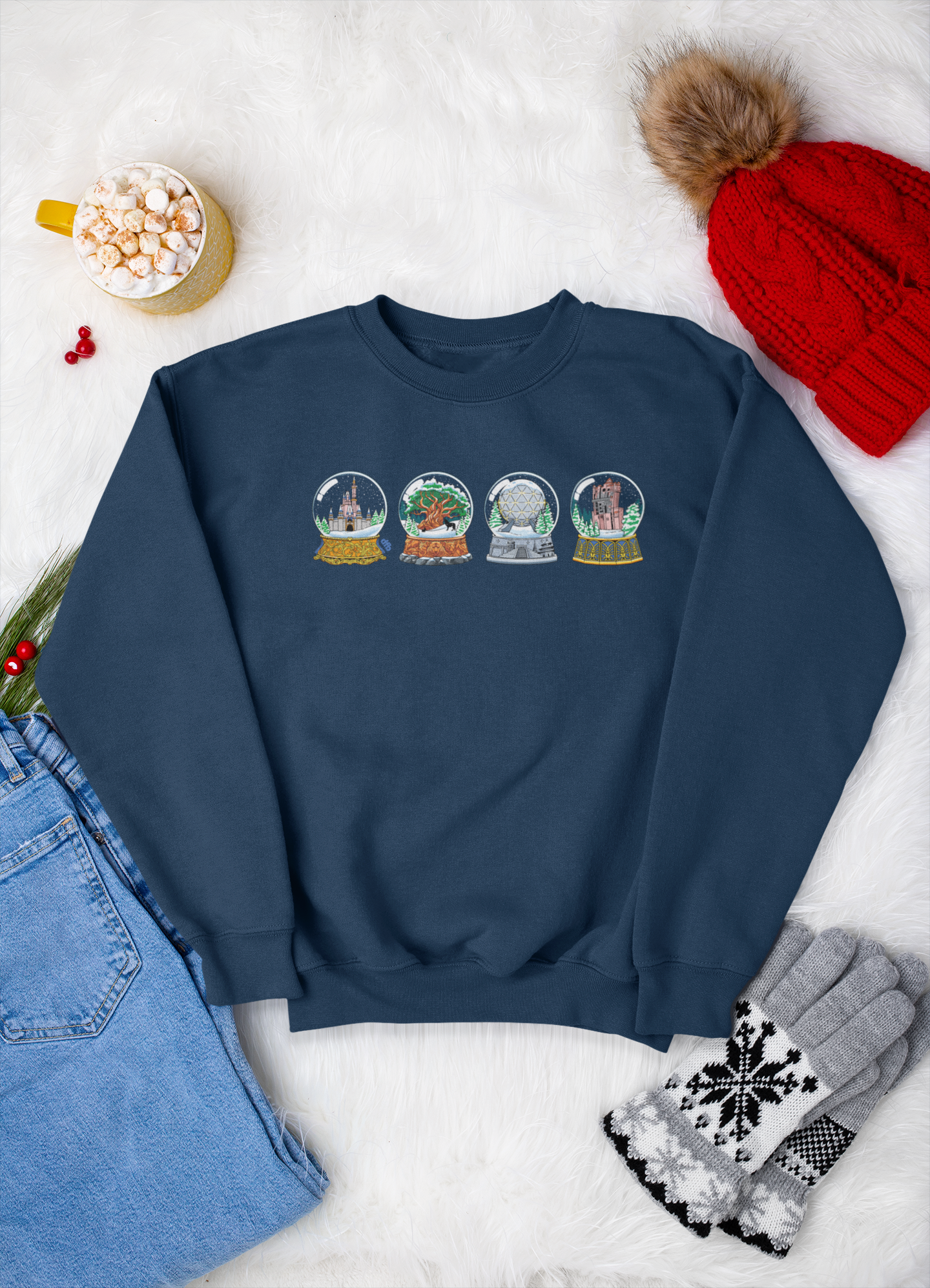 Park Landmarks in Snowglobes - Adult Crewneck Sweatshirt