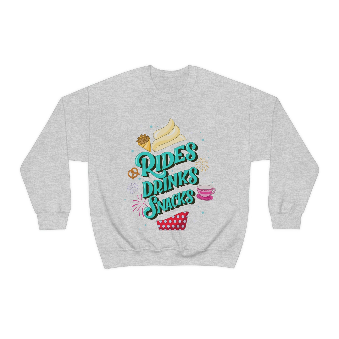 Rides, Drinks, Snacks - Adult Crewneck Sweatshirt